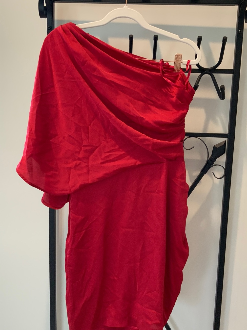 Cache Red One-Shoulder Draped Cocktail Dress - Picture 2 of 3